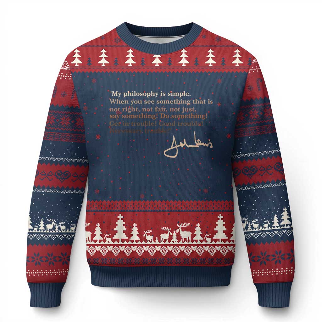 John Lewis Quote Ugly Christmas Sweater Black History Month TS14 Navy Red Print Your Wear