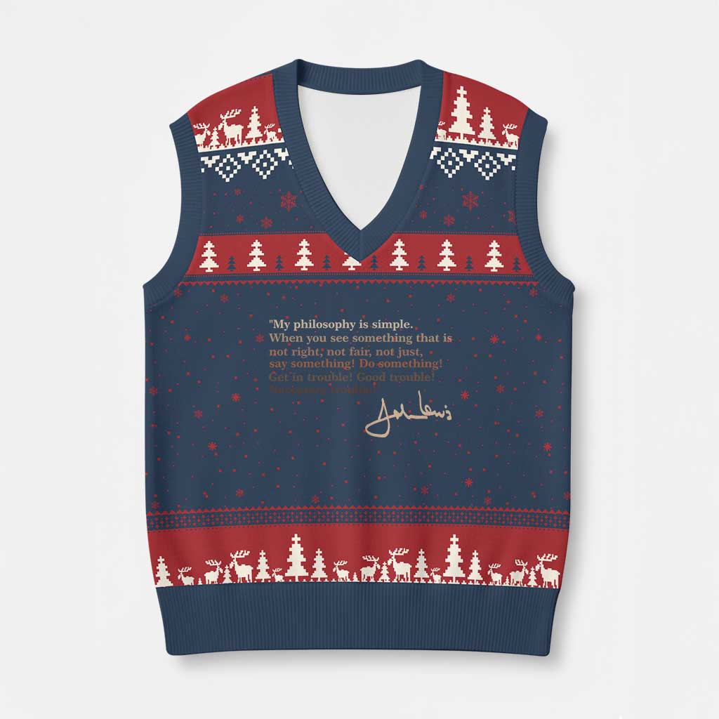 John Lewis Quote V-Neck Knit Sweater Vest Black History Month TS14 Navy Red Print Your Wear
