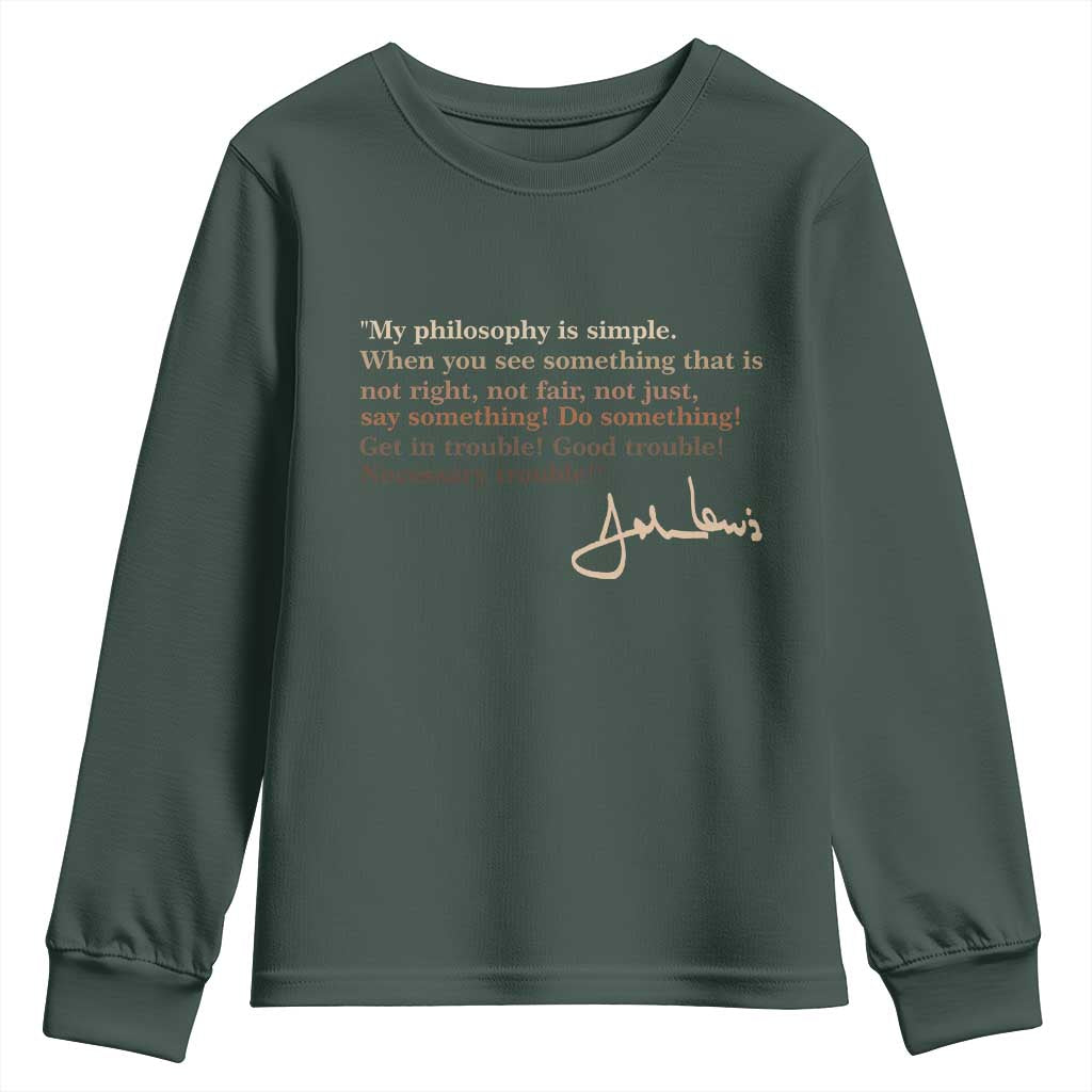 John Lewis Quote Youth Sweatshirt Black History Month TS14 Dark Forest Green Print Your Wear