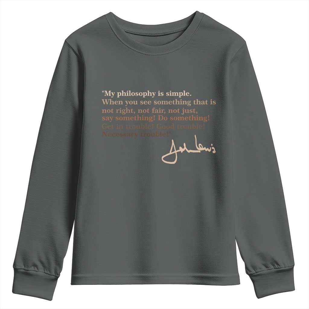 John Lewis Quote Youth Sweatshirt Black History Month TS14 Dark Heather Print Your Wear