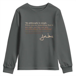 John Lewis Quote Youth Sweatshirt Black History Month TS14 Dark Heather Print Your Wear