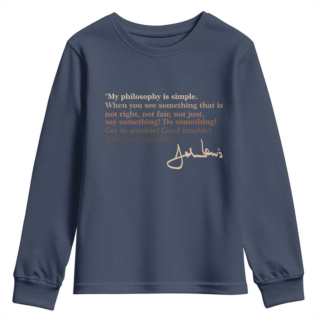 John Lewis Quote Youth Sweatshirt Black History Month TS14 Navy Print Your Wear