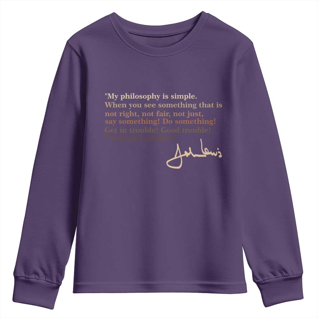 John Lewis Quote Youth Sweatshirt Black History Month TS14 Purple Print Your Wear
