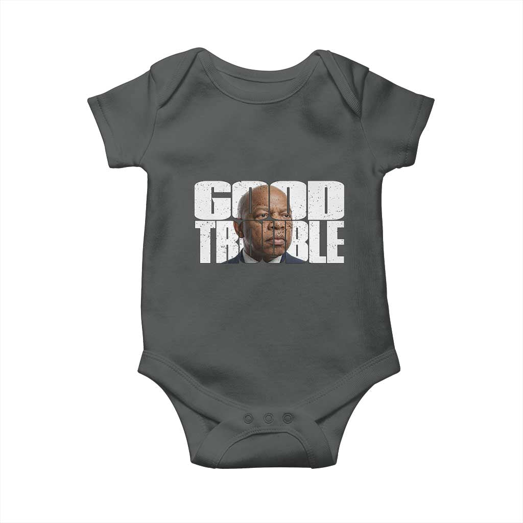 John Lewis Quote Affrican American Baby Onesie Black History Good Trouble TS14 Dark Heather Print Your Wear