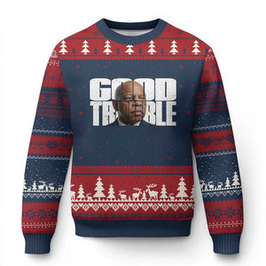 John Lewis Quote Affrican American Ugly Christmas Sweater Black History Good Trouble TS14 Navy Red Print Your Wear