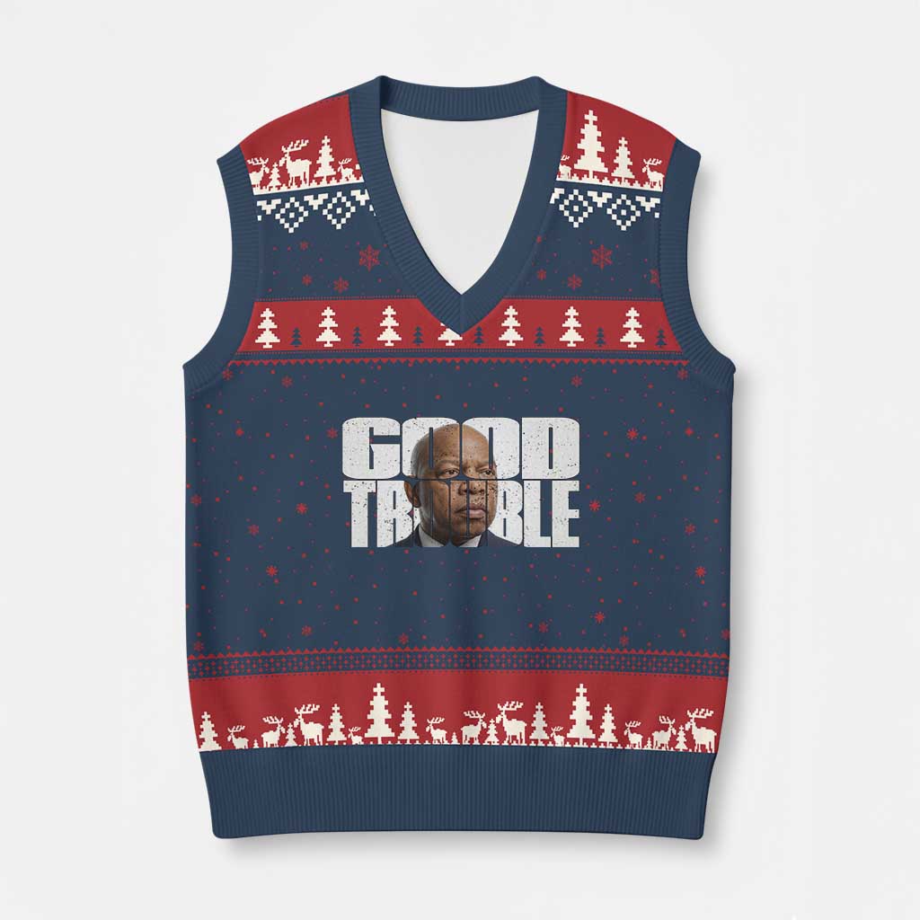 John Lewis Quote Affrican American V-Neck Knit Sweater Vest Black History Good Trouble TS14 Navy Red Print Your Wear