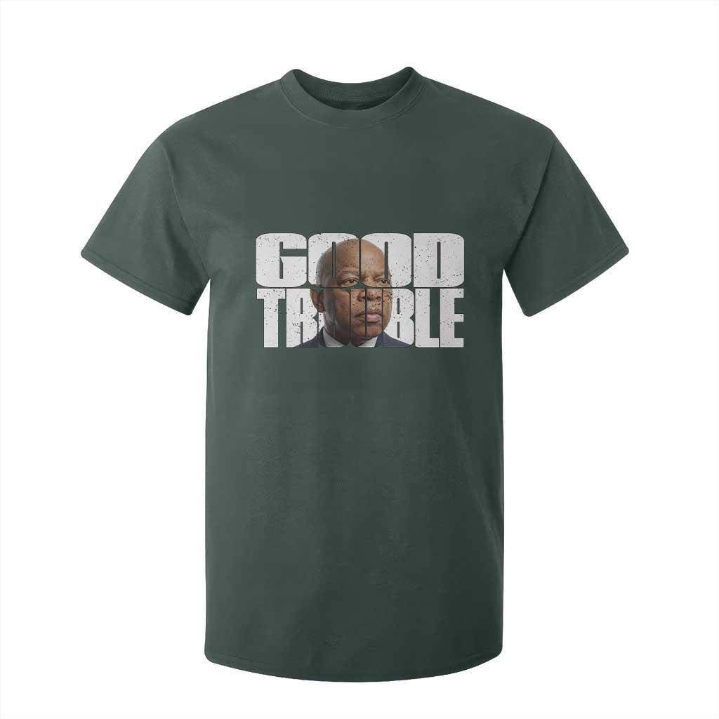 John Lewis Quote Affrican American T Shirt For Kid Black History Good Trouble TS14 Dark Forest Green Print Your Wear