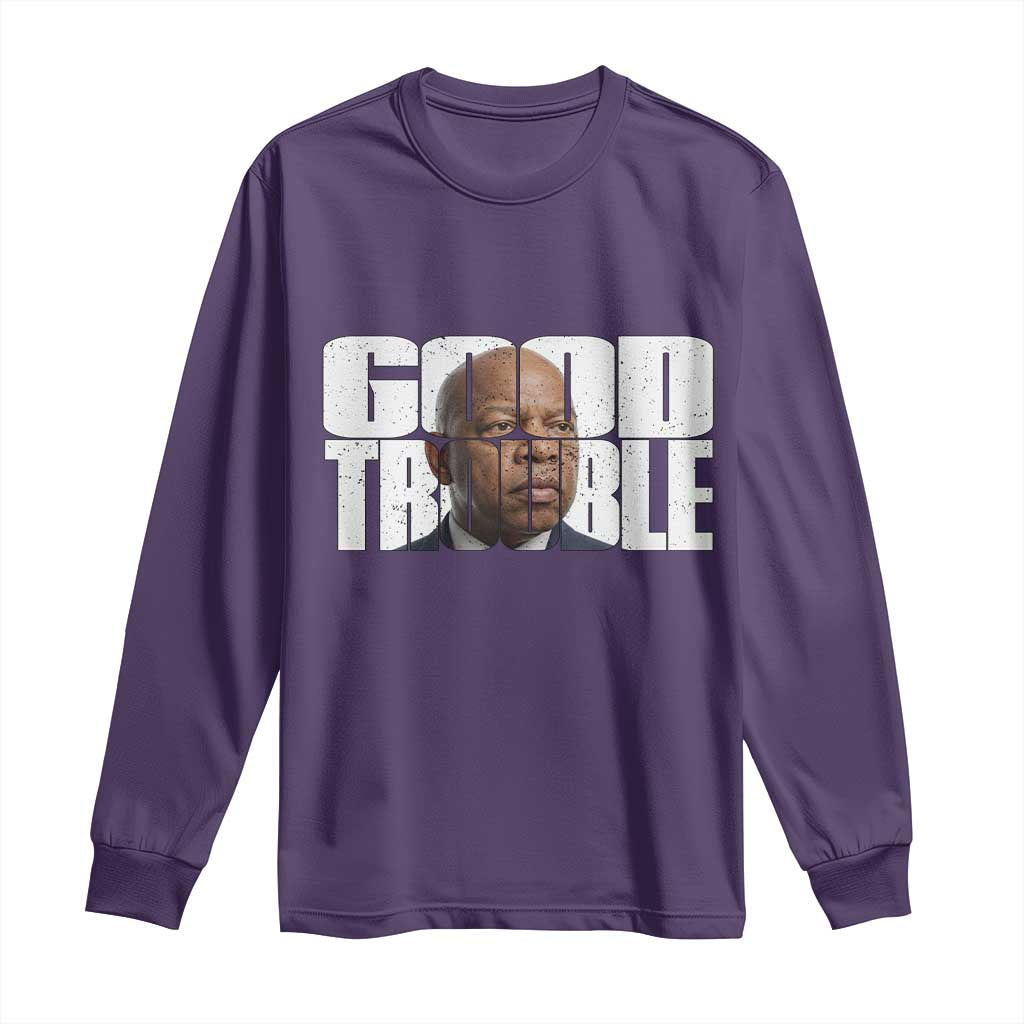 John Lewis Quote Affrican American Long Sleeve Shirt Black History Good Trouble TS14 Purple Print Your Wear