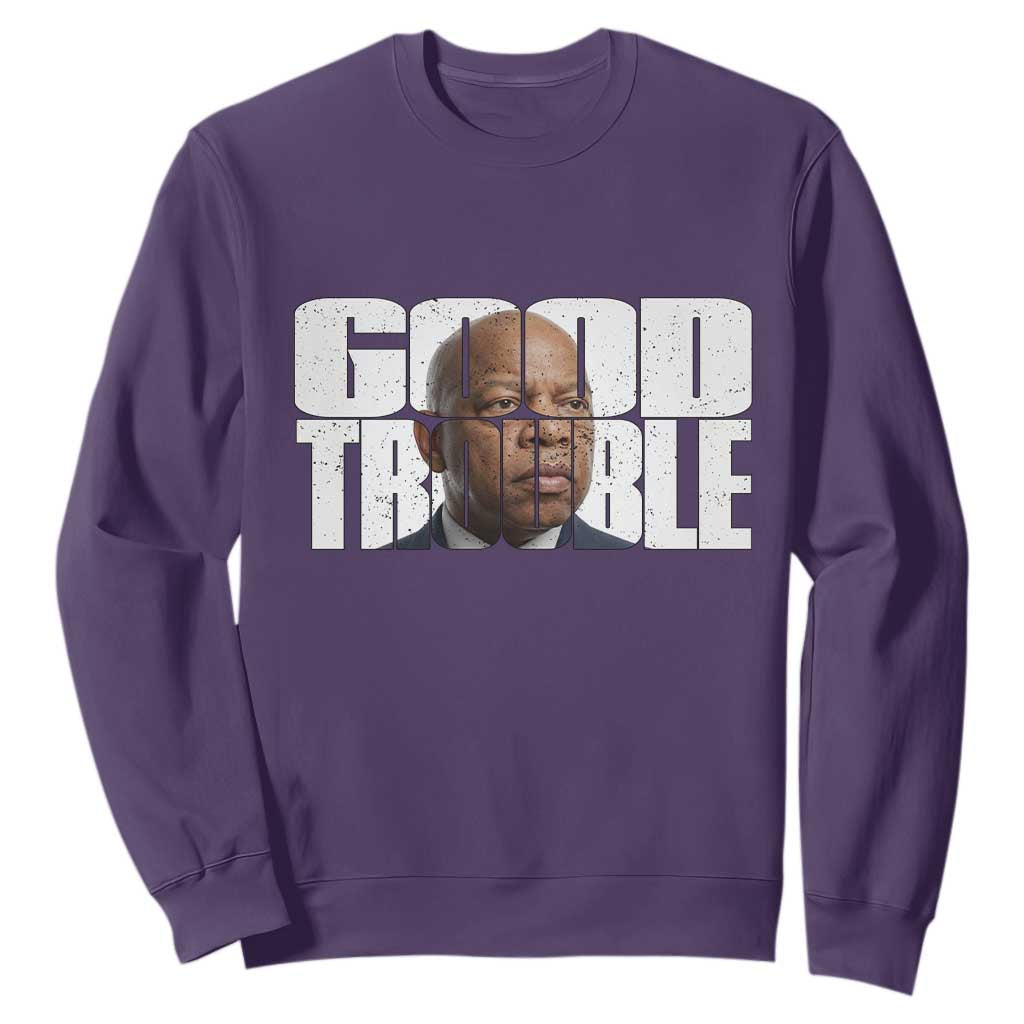 John Lewis Quote Affrican American Sweatshirt Black History Good Trouble TS14 Purple Print Your Wear
