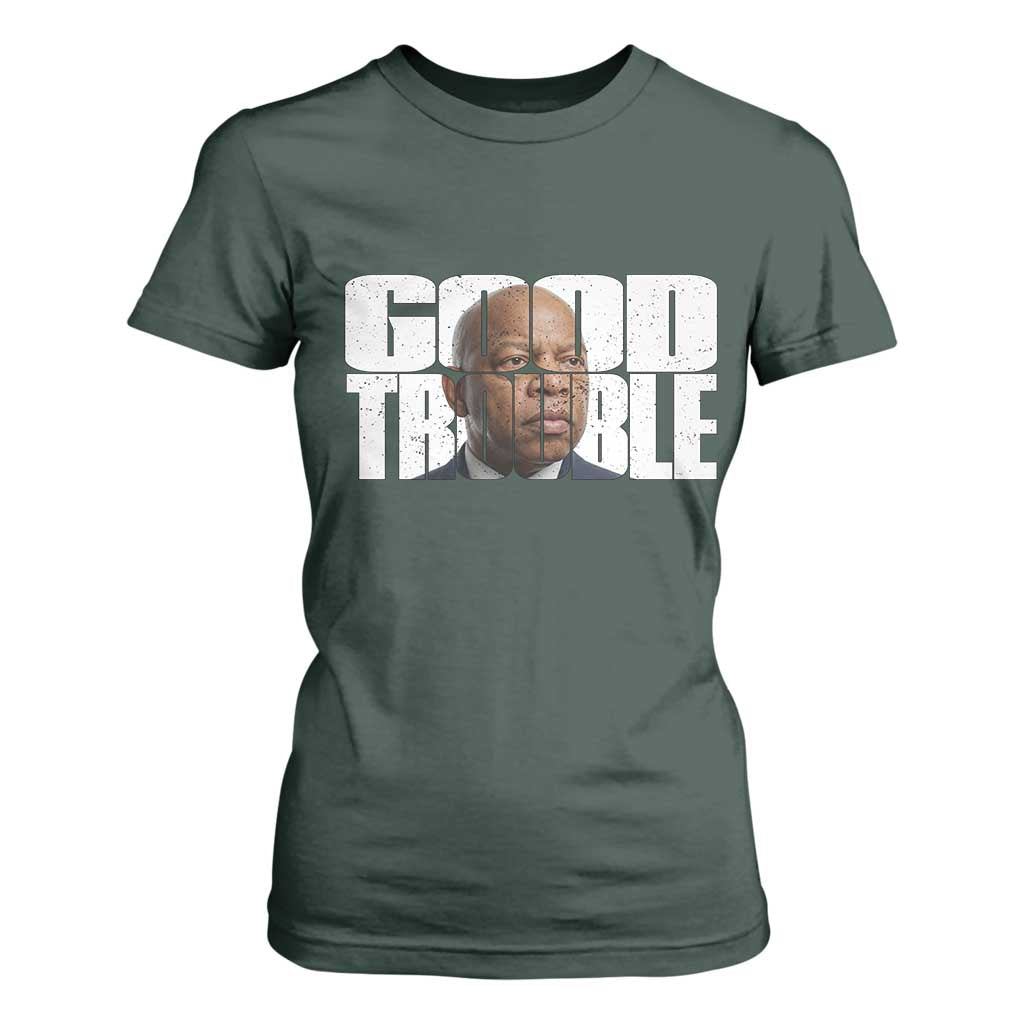John Lewis Quote Affrican American T Shirt For Women Black History Good Trouble TS14 Dark Forest Green Print Your Wear