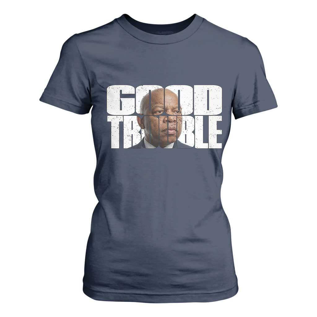 John Lewis Quote Affrican American T Shirt For Women Black History Good Trouble TS14 Navy Print Your Wear