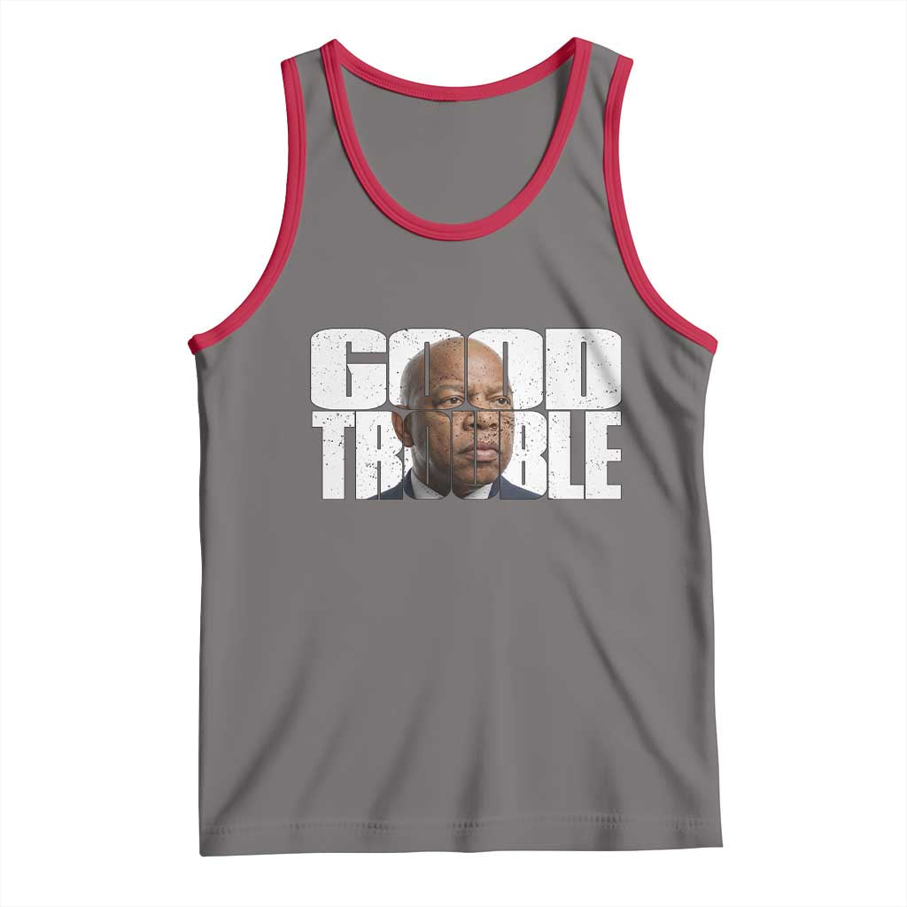 John Lewis Quote Affrican American Tank Top Black History Good Trouble TS14 Deep Heather Red Print Your Wear