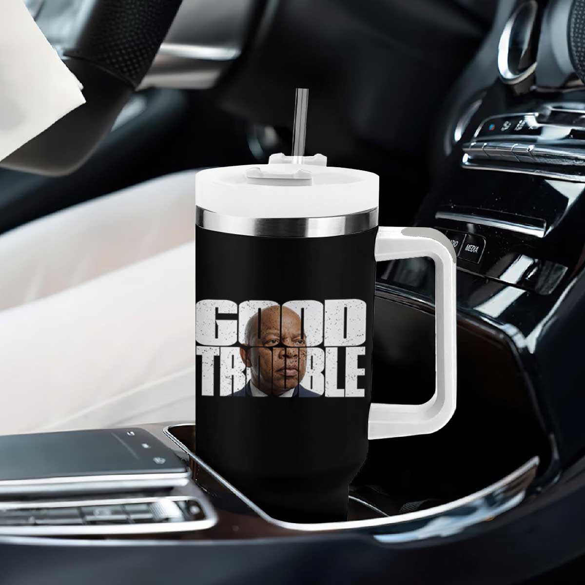 John Lewis Quote Affrican American Tumbler With Handle Black History Good Trouble TS14 Print Your Wear