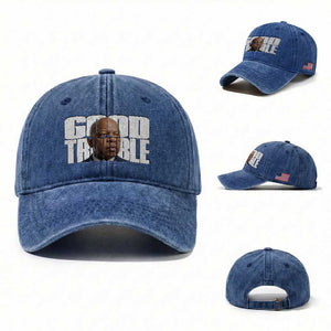 John Lewis Quote Affrican American Washed Cotton Baseball Cap Black History Good Trouble TS14 Washed Cap Universal Fit Royal Blue Print Your Wear
