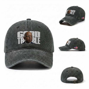 John Lewis Quote Affrican American Washed Cotton Baseball Cap Black History Good Trouble TS14 Washed Cap Universal Fit Dark Green Print Your Wear