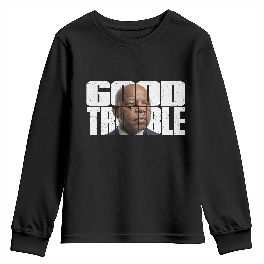 John Lewis Quote Affrican American Youth Sweatshirt Black History Good Trouble TS14 Black Print Your Wear