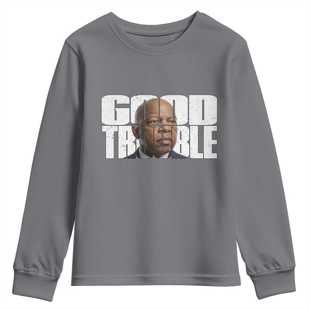 John Lewis Quote Affrican American Youth Sweatshirt Black History Good Trouble TS14 Charcoal Print Your Wear