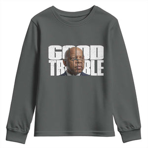 John Lewis Quote Affrican American Youth Sweatshirt Black History Good Trouble TS14 Dark Heather Print Your Wear