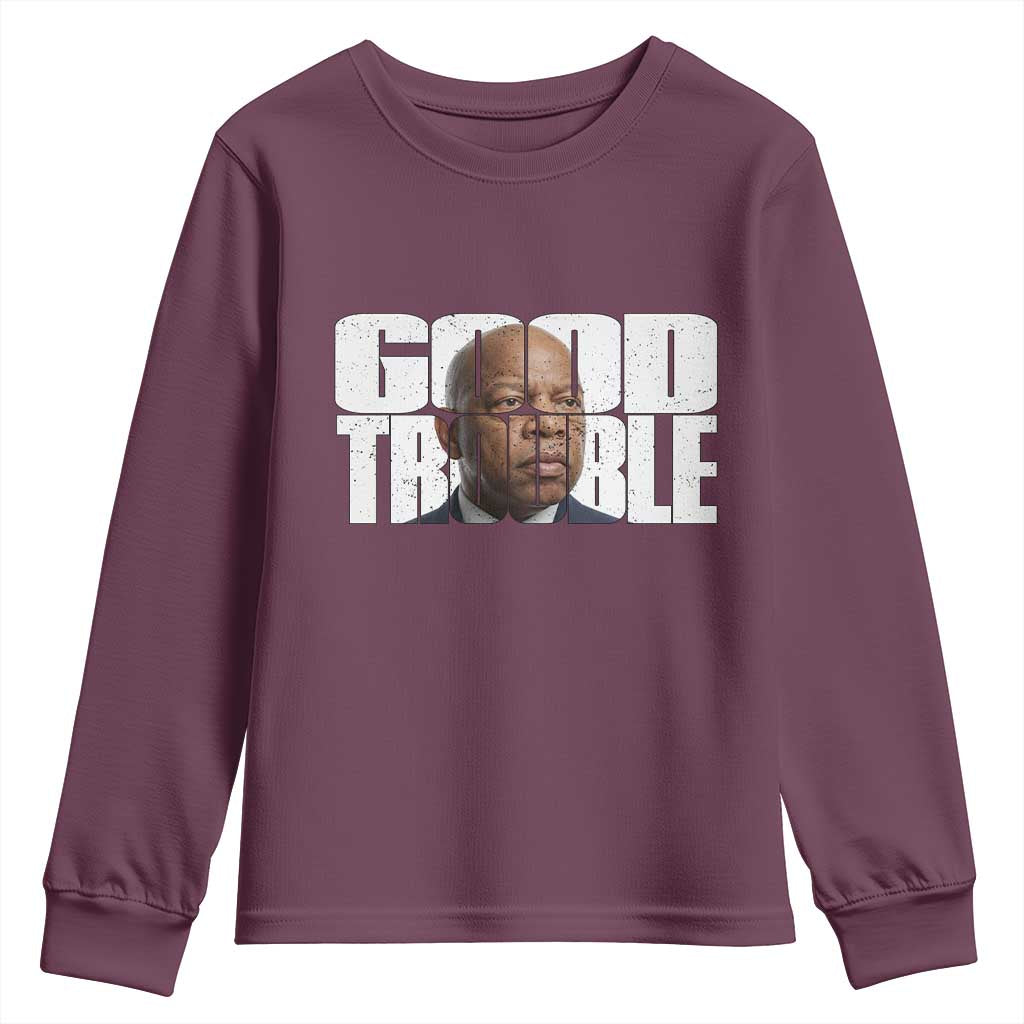 John Lewis Quote Affrican American Youth Sweatshirt Black History Good Trouble TS14 Maroon Print Your Wear