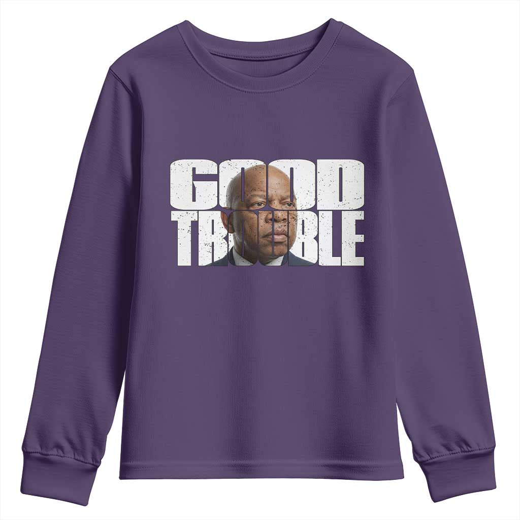 John Lewis Quote Affrican American Youth Sweatshirt Black History Good Trouble TS14 Purple Print Your Wear