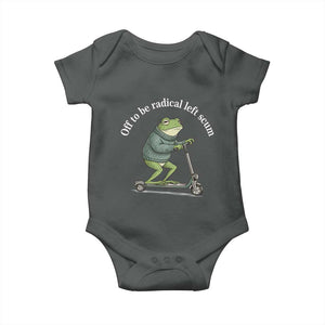 Off To Be Radical Left Scum Baby Onesie Funny Frog Anti ICE Political Protest TS14 Dark Heather Print Your Wear
