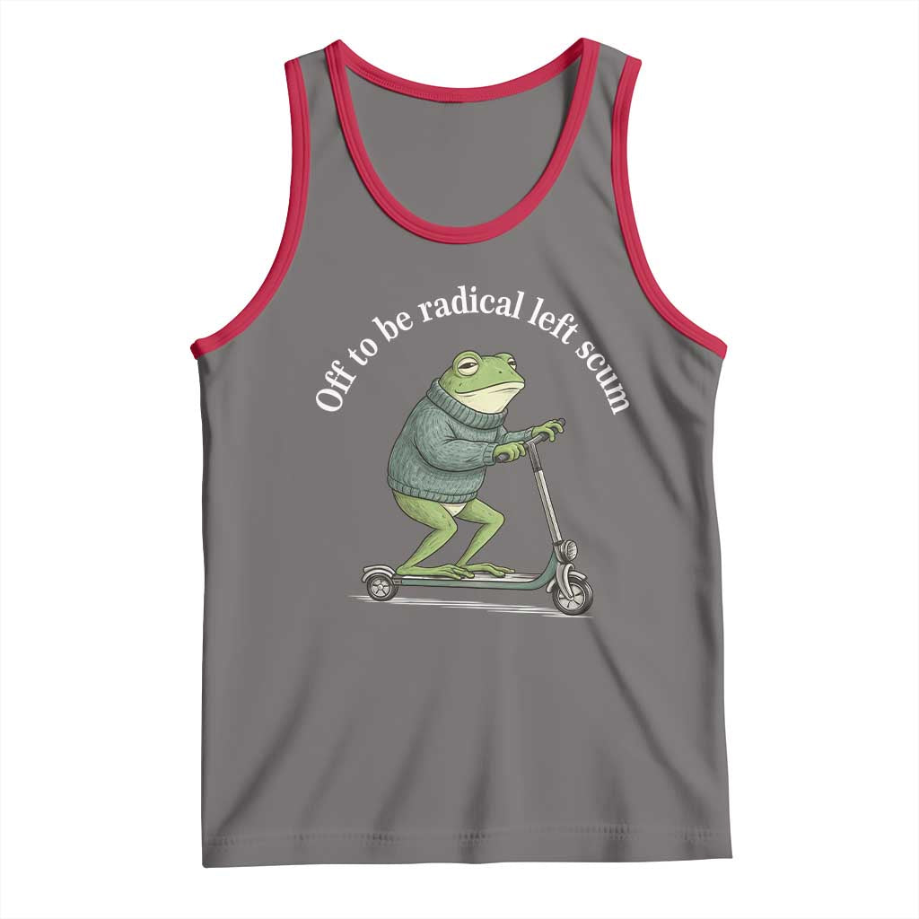 Off To Be Radical Left Scum Tank Top Funny Frog Anti ICE Political Protest TS14 Deep Heather Red Print Your Wear