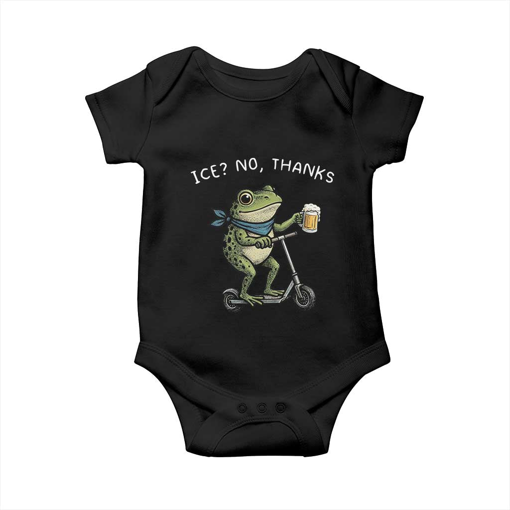Funny Frog Anti ICE Political Protest Baby Onesie Ice? No Thanks TS14 Black Print Your Wear