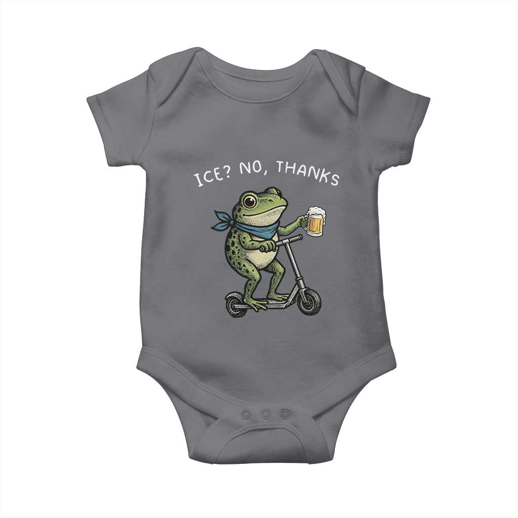 Funny Frog Anti ICE Political Protest Baby Onesie Ice? No Thanks TS14 Charcoal Print Your Wear