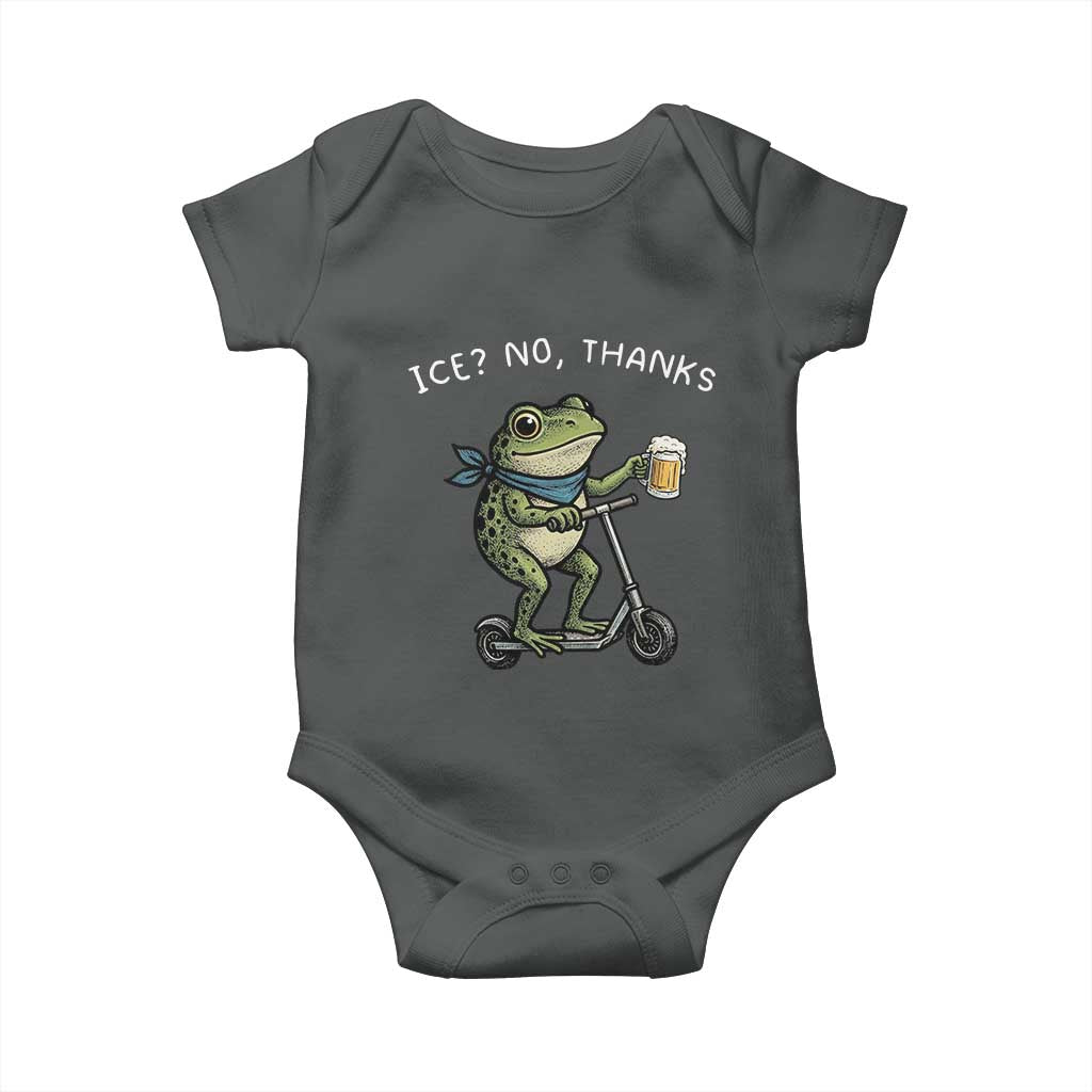 Funny Frog Anti ICE Political Protest Baby Onesie Ice? No Thanks TS14 Dark Heather Print Your Wear