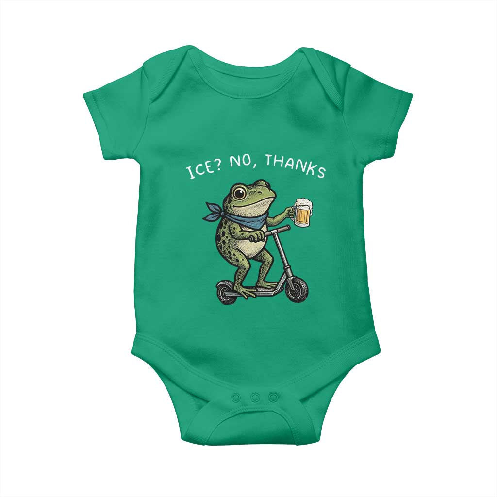 Funny Frog Anti ICE Political Protest Baby Onesie Ice? No Thanks TS14 Irish Green Print Your Wear