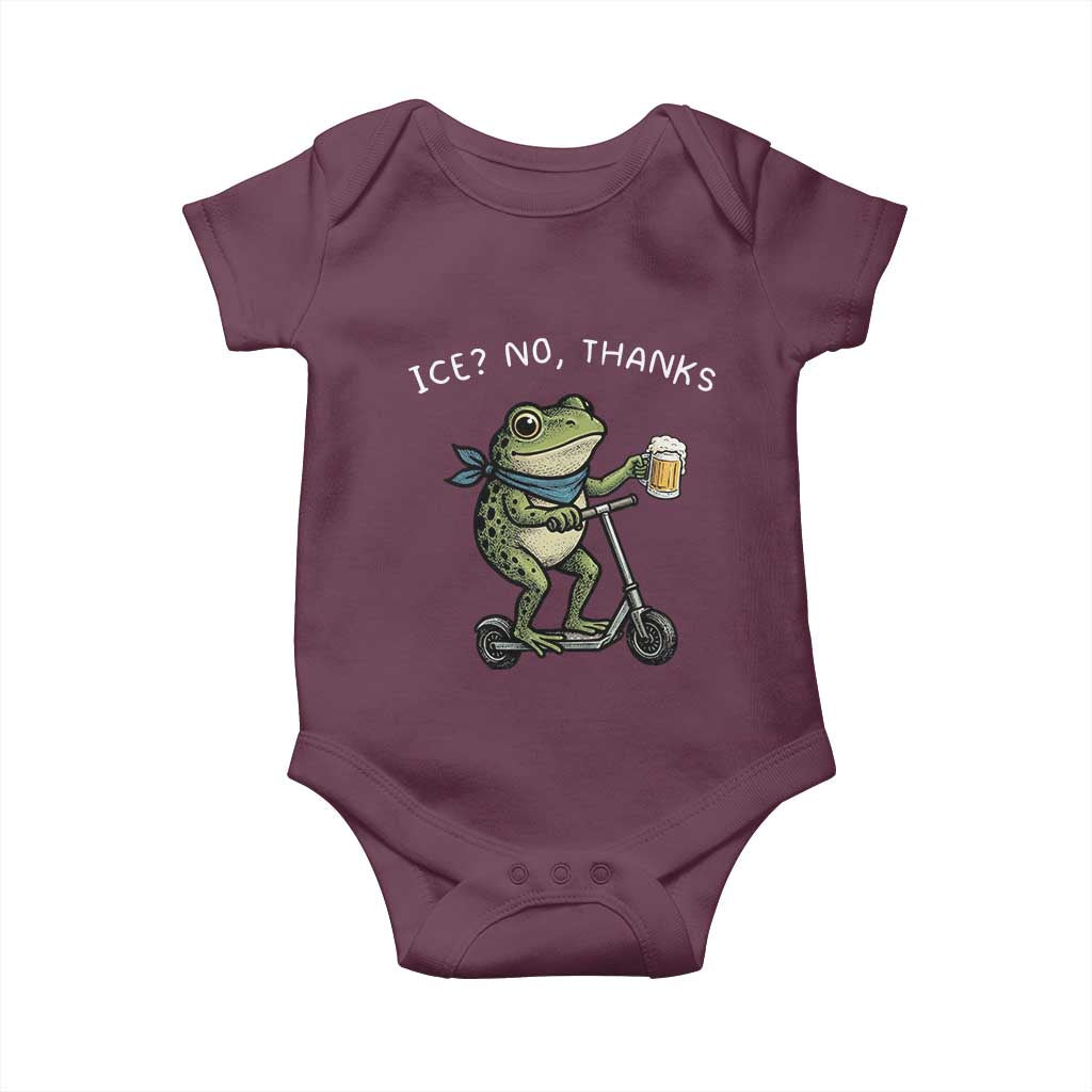 Funny Frog Anti ICE Political Protest Baby Onesie Ice? No Thanks TS14 Maroon Print Your Wear