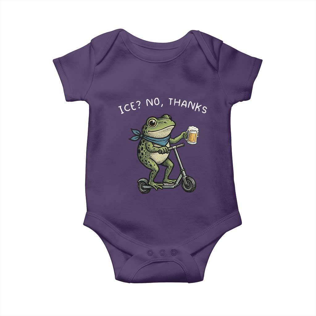 Funny Frog Anti ICE Political Protest Baby Onesie Ice? No Thanks TS14 Purple Print Your Wear