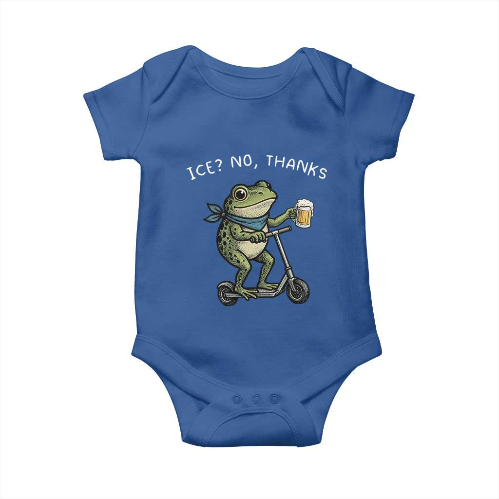 Funny Frog Anti ICE Political Protest Baby Onesie Ice? No Thanks TS14 Royal Blue Print Your Wear