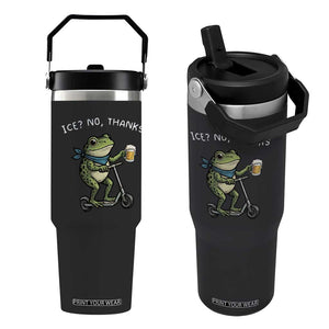 Funny Frog Anti ICE Political Protest Flip Straw Tumbler Ice? No Thanks TS14 One Size: 30 oz Black Print Your Wear