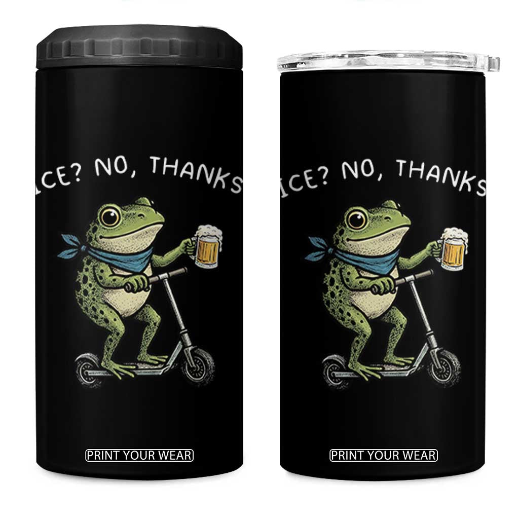 Funny Frog Anti ICE Political Protest 4 in 1 Can Cooler Tumbler Ice? No Thanks TS14 One Size: 16 oz Black Print Your Wear