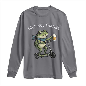 Funny Frog Anti ICE Political Protest Long Sleeve Shirt Ice? No Thanks TS14 Charcoal Print Your Wear