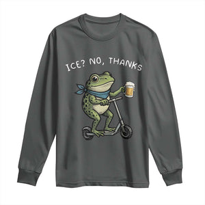 Funny Frog Anti ICE Political Protest Long Sleeve Shirt Ice? No Thanks TS14 Dark Heather Print Your Wear