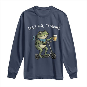 Funny Frog Anti ICE Political Protest Long Sleeve Shirt Ice? No Thanks TS14 Navy Print Your Wear