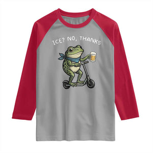 Funny Frog Anti ICE Political Protest Raglan Shirt Ice? No Thanks TS14 Sport Gray Red Print Your Wear