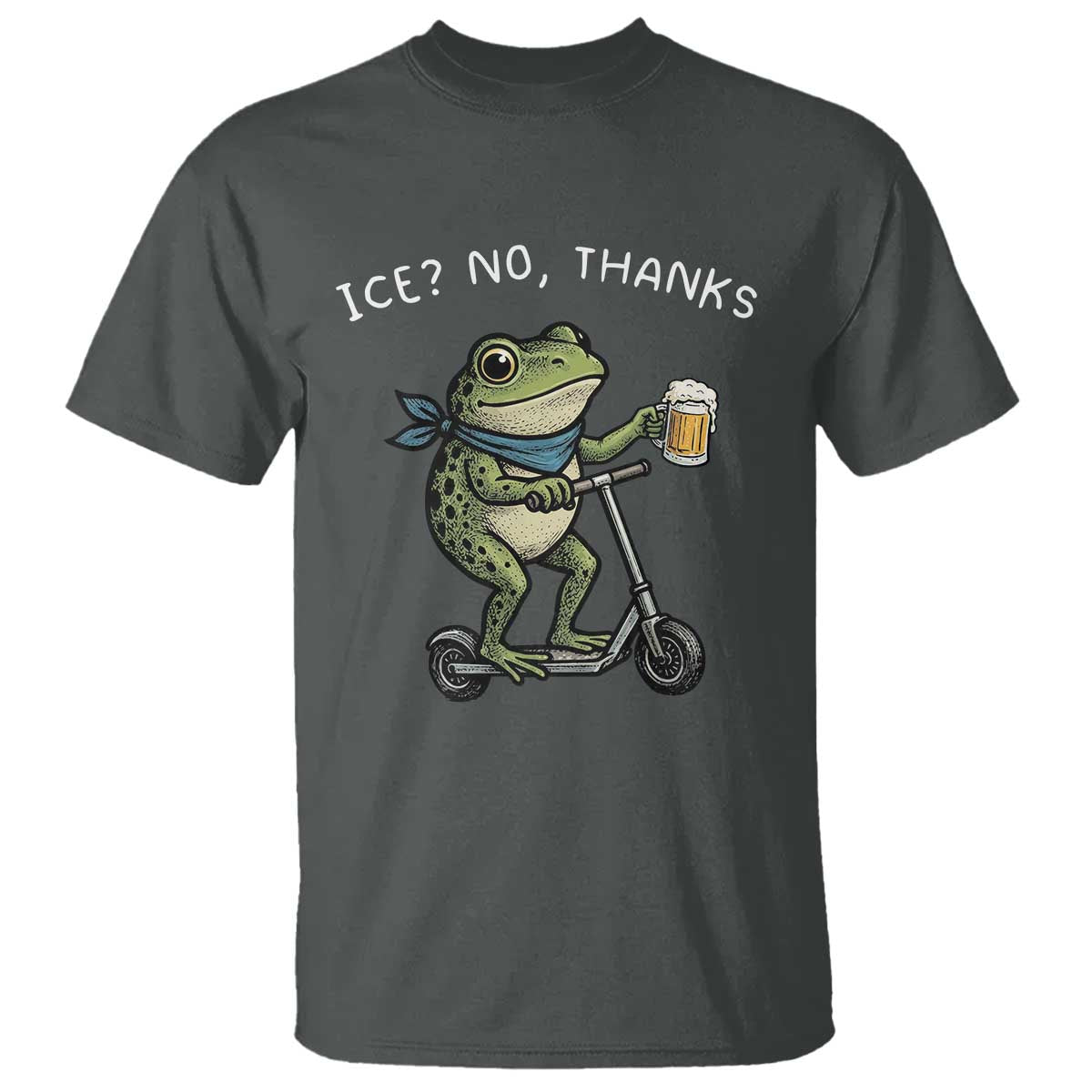 Funny Frog Anti ICE Political Protest T Shirt Ice? No Thanks TS14 Dark Heather Print Your Wear