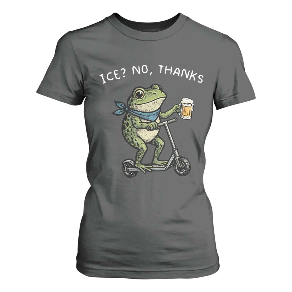 Funny Frog Anti ICE Political Protest T Shirt For Women Ice? No Thanks TS14 Dark Heather Print Your Wear