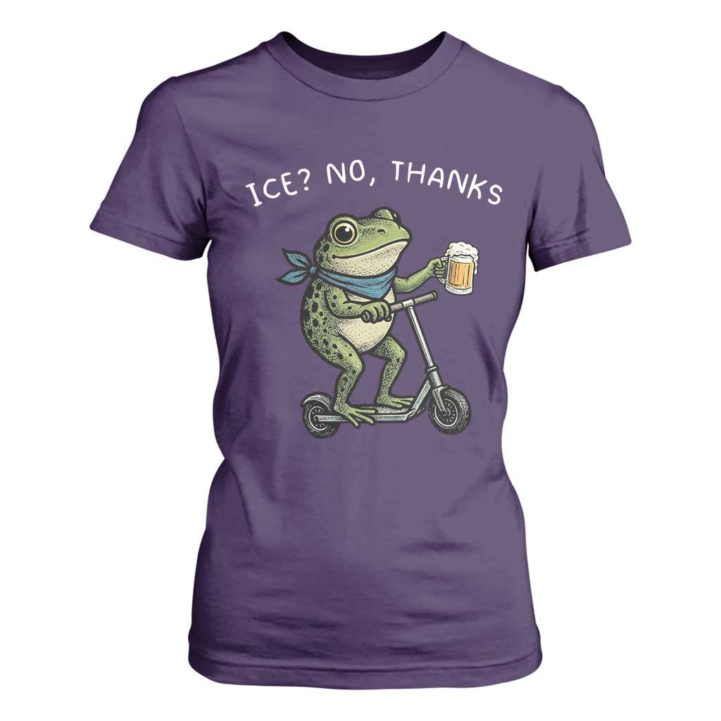 Funny Frog Anti ICE Political Protest T Shirt For Women Ice? No Thanks TS14 Purple Print Your Wear