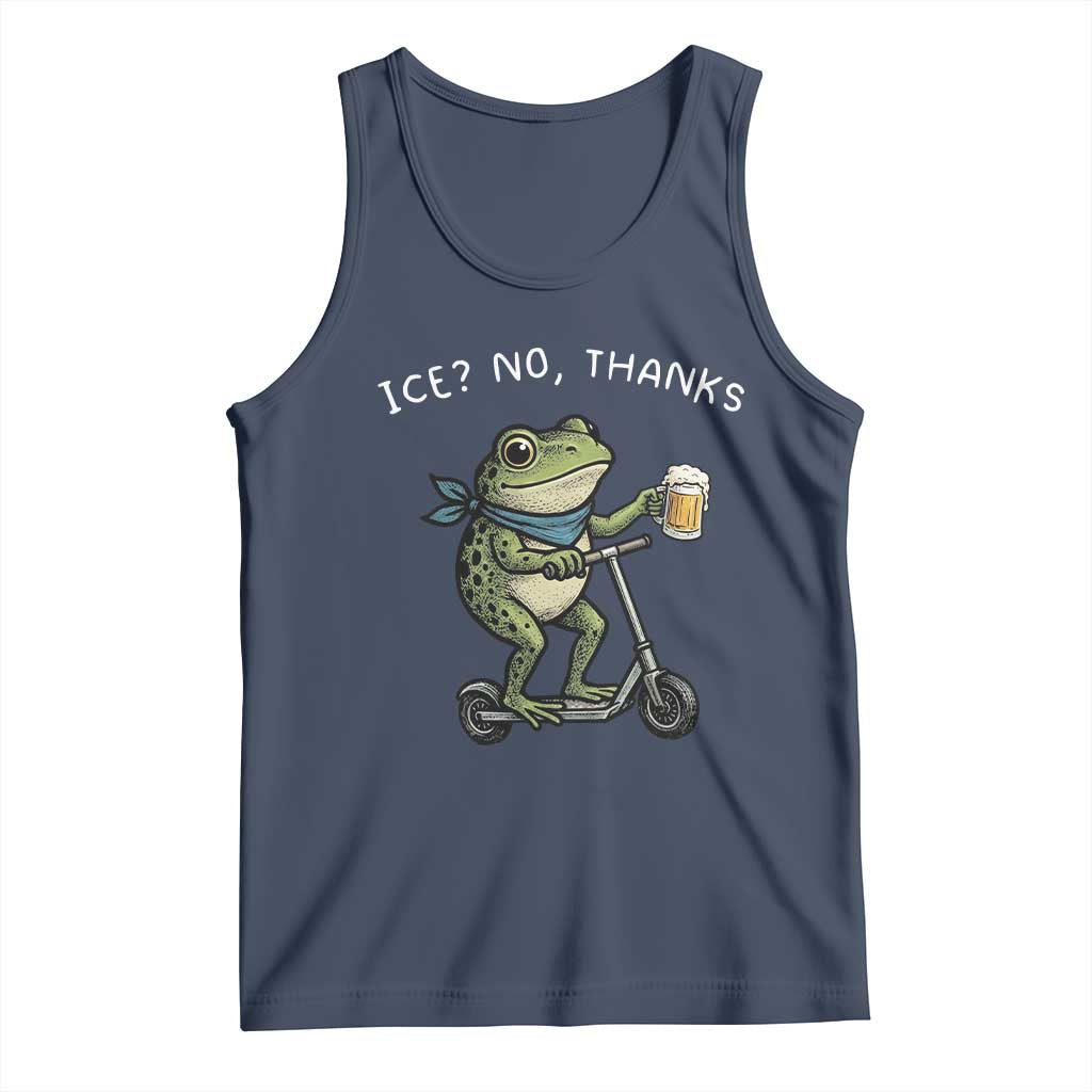Funny Frog Anti ICE Political Protest Tank Top Ice? No Thanks TS14 Navy Print Your Wear