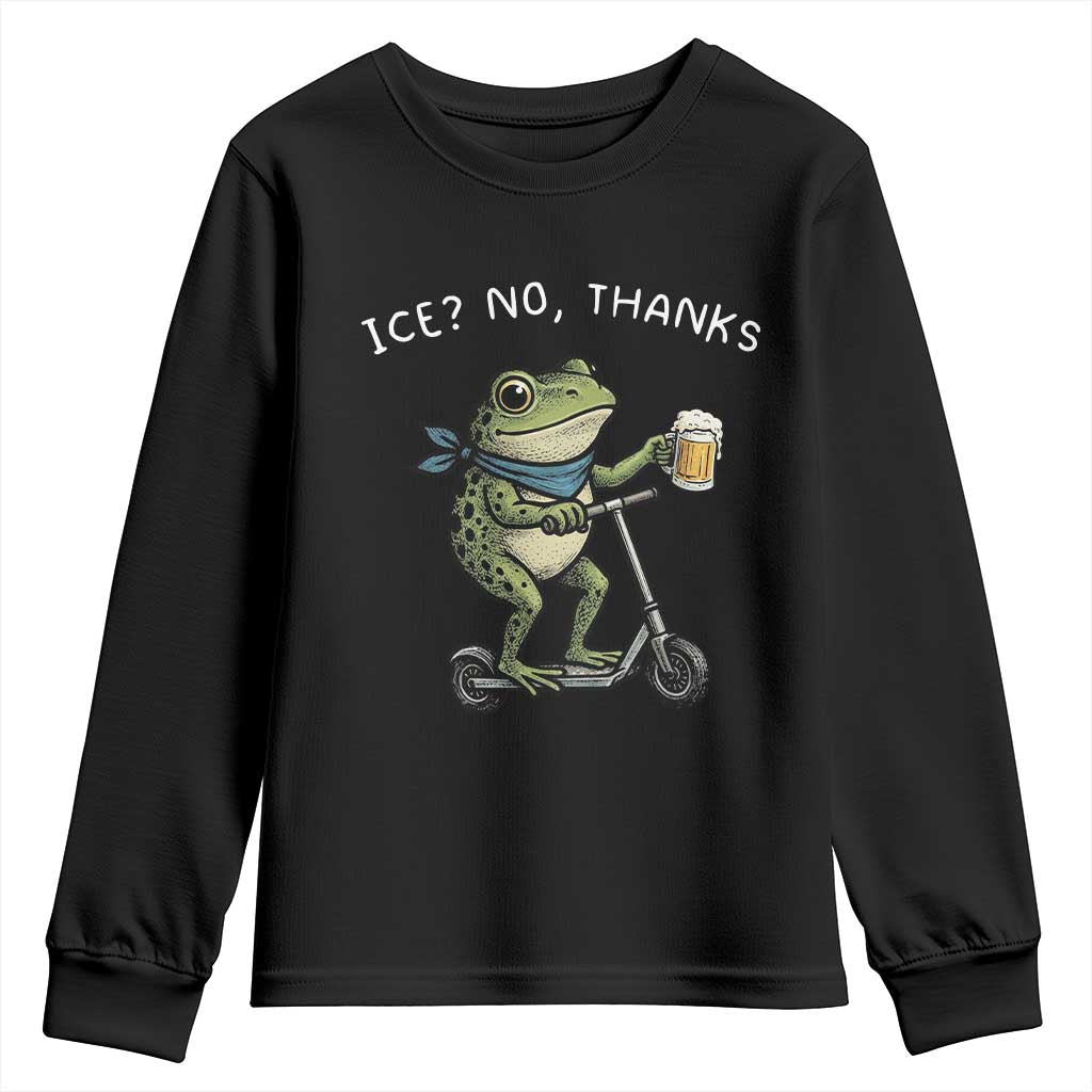 Funny Frog Anti ICE Political Protest Youth Sweatshirt Ice? No Thanks TS14 Black Print Your Wear