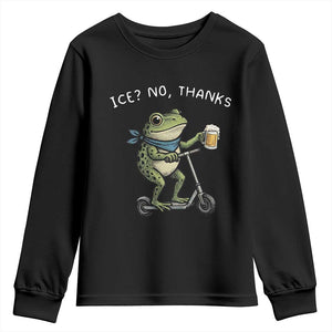 Funny Frog Anti ICE Political Protest Youth Sweatshirt Ice? No Thanks TS14 Black Print Your Wear