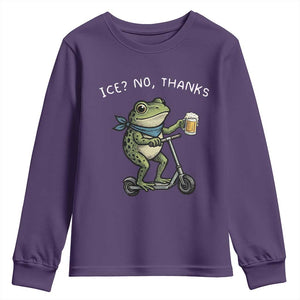 Funny Frog Anti ICE Political Protest Youth Sweatshirt Ice? No Thanks TS14 Purple Print Your Wear