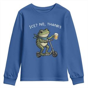 Funny Frog Anti ICE Political Protest Youth Sweatshirt Ice? No Thanks TS14 Royal Blue Print Your Wear