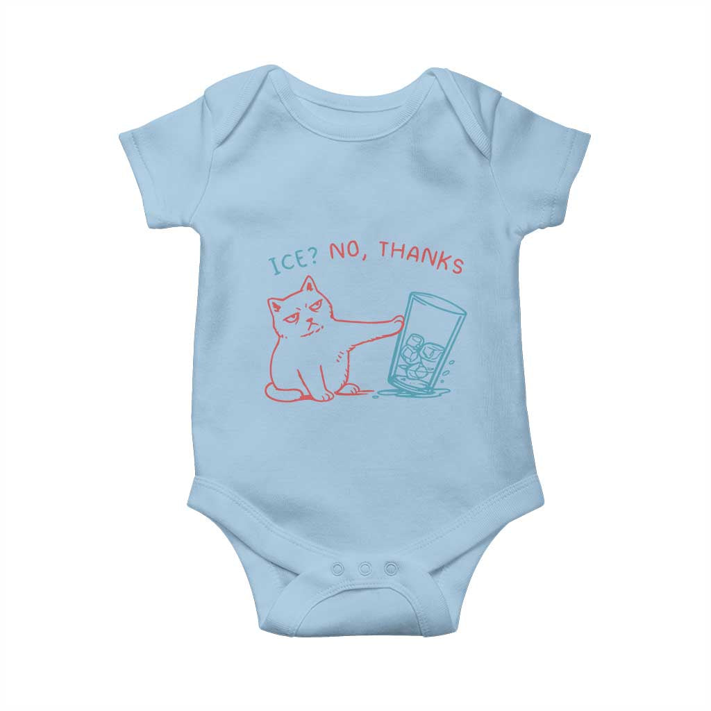 Funny Cat Anti ICE Political Protest Baby Onesie Ice? No Thanks TS14 Light Blue Print Your Wear
