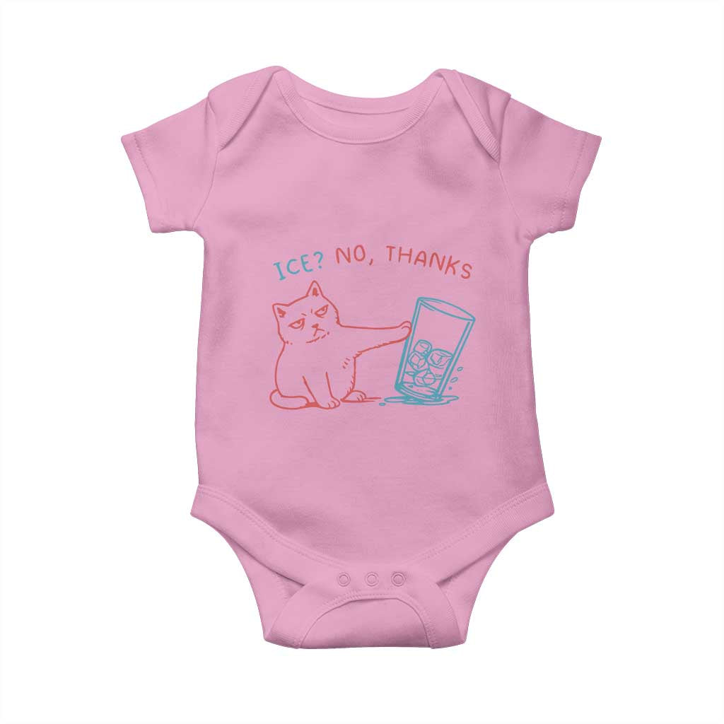 Funny Cat Anti ICE Political Protest Baby Onesie Ice? No Thanks TS14 Light Pink Print Your Wear