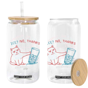 Funny Cat Anti ICE Political Protest Glass Can Ice? No Thanks TS14 Print Your Wear